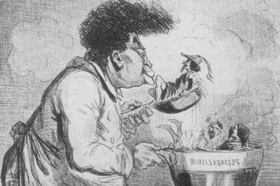 Dumas hallevest főz – gonosz karikatúra a XIX. századból