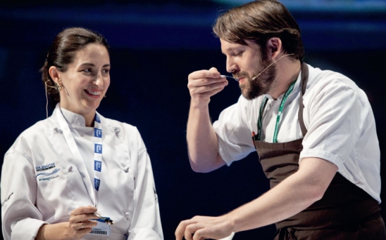 Elena Arzak és René Redzepi, a spanyol illetve az új dán konyha képiselői