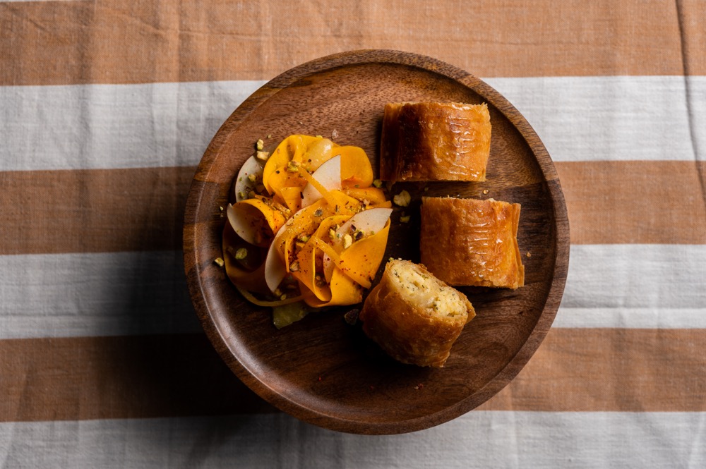 Kapros-juhtúrós húzott rétes