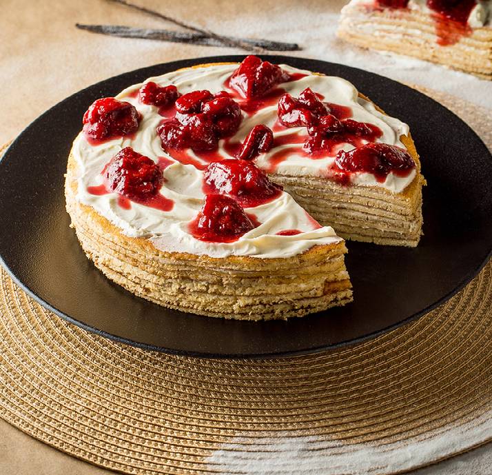 Vaníliás Mascarpone Krémmel Kent Csúsztatott Palacsinta