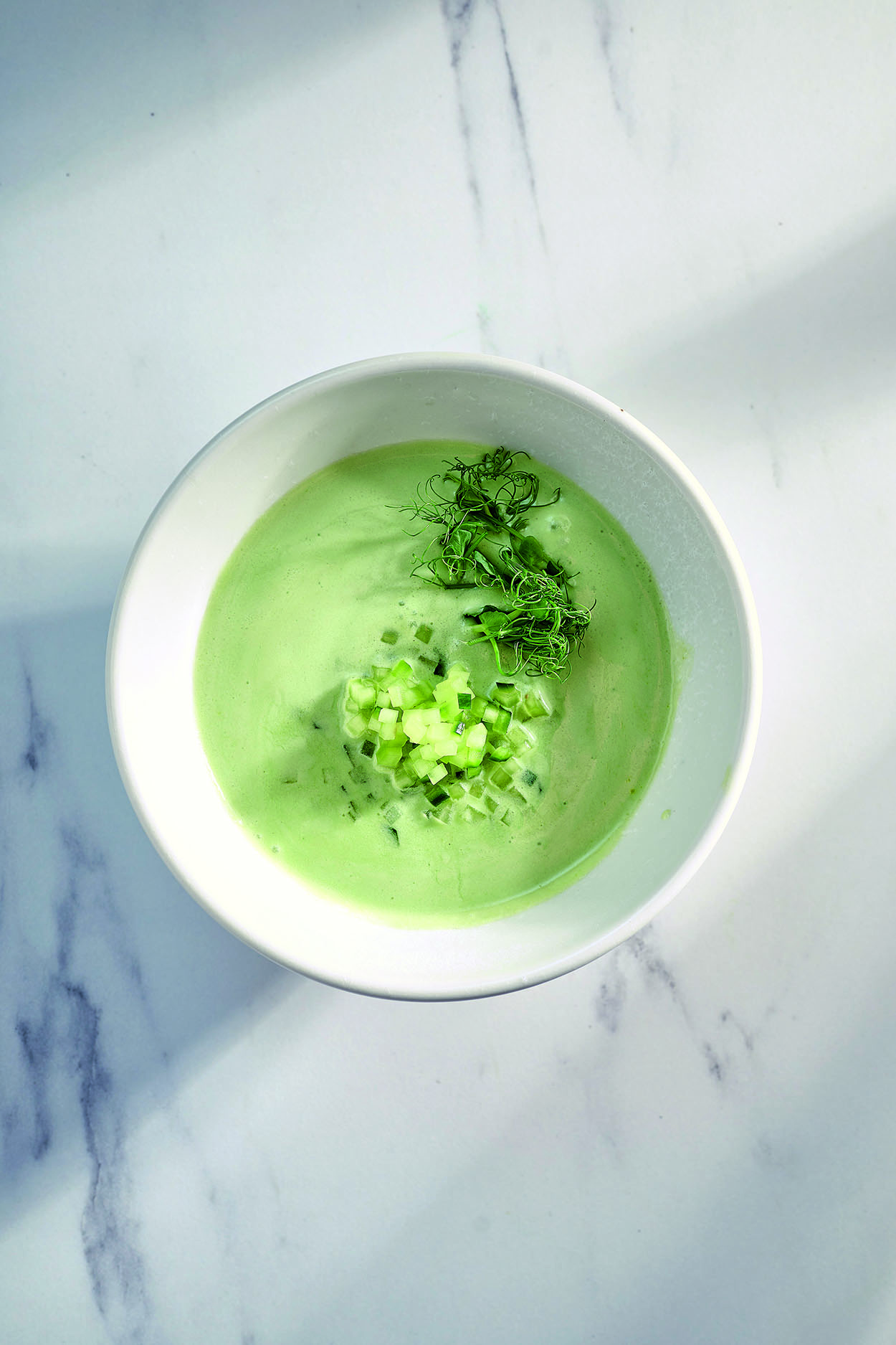 Hideg zöldborsócsíraleves